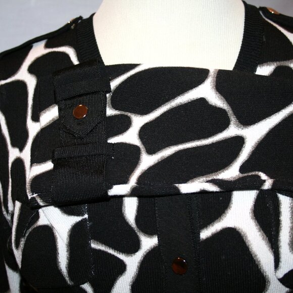 ETCETERA Black & White Nylon Knit Snap Front Sweater Small - Picture 11 of 13